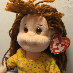 Ty Beanie Boppers Loveable Lulu Doll in Yellow Floral Shirt & Blue Pants